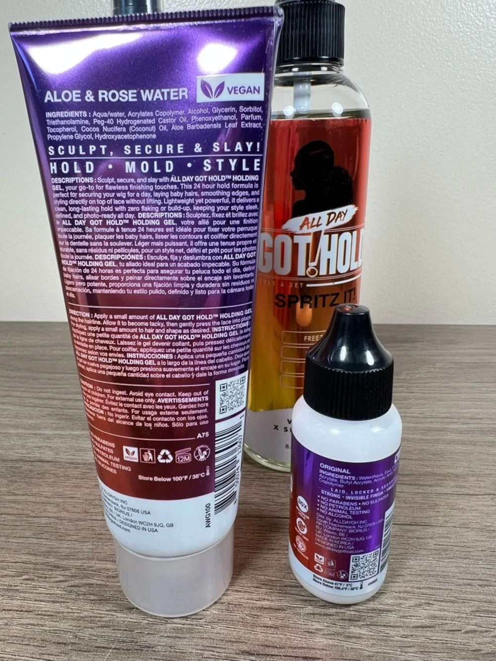 All Day Got Hold Lace Melt Spray Wig Glue Edge Holding Gel Braid Spray Bundle